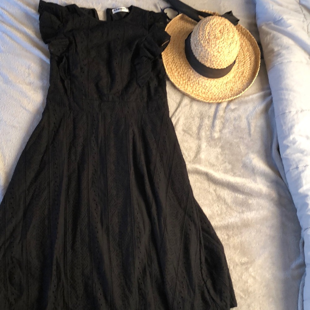 Black cotton eyelet dress